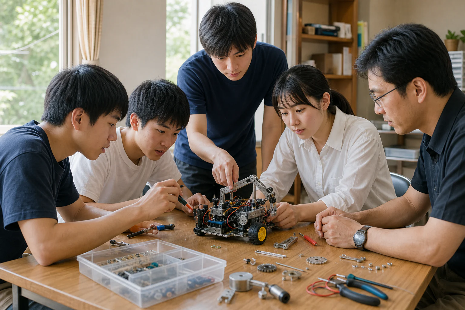 ロボットの組み立てと動作確認を表したイメージビジュアル